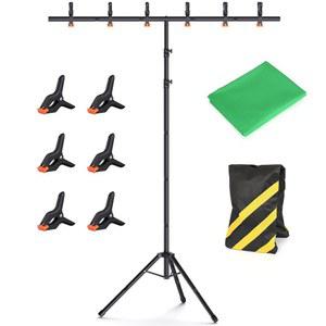 스트리밍 비디오 및 사진 촬영을 위한 8x5.3피트 휴대용 그린스크린 배경 스탠드가 있는 Forlogic 키트