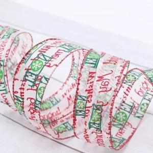 ( )FW 크리스마스 시스루 메리 레터링 리본끈 선물포장재료 꾸미기 공예 데코 연말