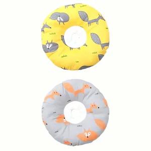 반려동물 도넛 쿠션 넥카라 옐로우 M 애완견 베개 방석 턱 안전 장치 소파 보호대 편안함