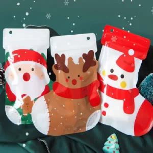 ( )지퍼백 크리스마스 양말지퍼백 산타 루돌프 눈사람 9개 크리스마스지퍼백 어린이집 단체 수면양말 세트