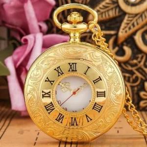 빈티지 목걸이 투명 골드 회중시계 장식용 포켓 시계_WFJIDRF