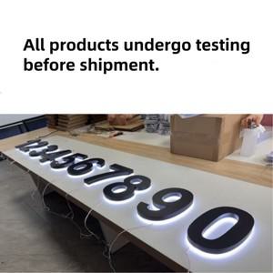 20cm 백라이트 LED 집 번호 외부, 마당, 거리, 매트 블랙, 방수용 스테인레스 스틸 플로팅 주택 주소