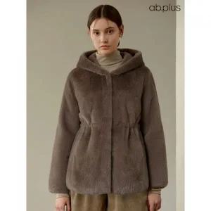 Ab.plusab.plus 페이크 퍼 허리 스트링 후드 자켓 LSA1MF3930454