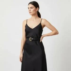 5F 7W2T0SM1 PPU 0NO 골드 버클 여성 벨트 블랙