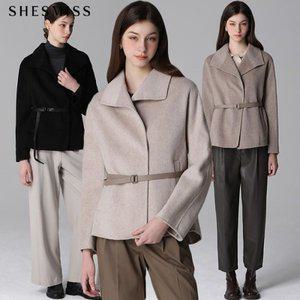 [쉬즈미스] 울 벨티드 히든버튼 핸드메이드 숏 재킷