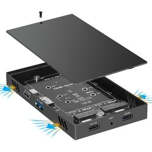 더블 베이 NVMe M.2 인클로저 허브 USB3.2 Gen2 10Gbps는 NVME 하드 드라이브를 지원