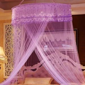 침대 캐노피 모기장 퍼플 공주 여름 원단 수면