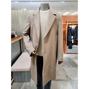 갤러리아 23 F/W 본 베이지 캐시미어 혼방 쎄미오버핏 싱글코트 BN3WHA563
