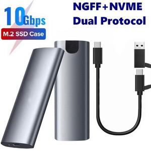 M.2 NVME PCIe / NGFF SATA 듀얼 프로토콜 SSD 케이스 인클로저 USB 3.110Gbps 2TB 외장 C 타입 하드 디스