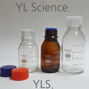 (YLS) 국산 메디아병 (샘 플 병) 100ml ~ 1000ml  투명 갈색 캡 (뚜껑색상) 선택가능 Media Bottle 시약병