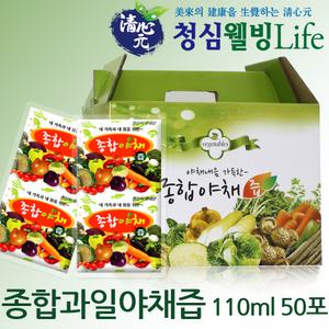 [청심웰빙라이프] 당일 제조 100% 국내산 종합 과일 야채즙 100ml 50포