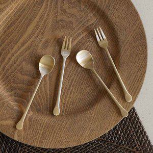 [놋담](강남점)방짜유기 둥근 티스푼 티포크 4P