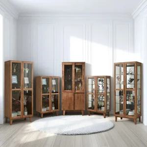 명품 고무나무 원목 장식장 800 유리 진열장 5 types