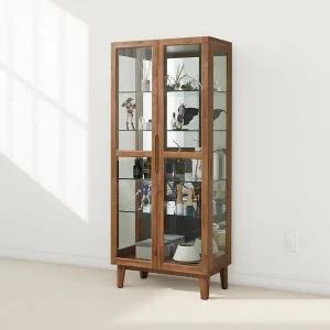[모던탑21]名品(명품) 고무나무 A-타입 원목장식장 유리 진열장 장식장