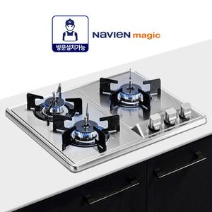 SK매직 매립형 3구 빌트인 가스쿡탑 스텐상판 타공560x430~440