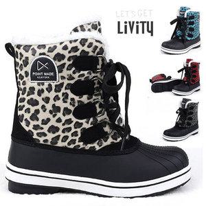 LIVITY 5.5cm 굽높이 호피 스웨이드 논슬립워커 털부츠 털단화 방한화 플랫슈즈 스니커즈 L0351