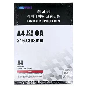 오피스존 코팅필름 코팅지 A4 100mic 100매 라미네이팅 기계코팅