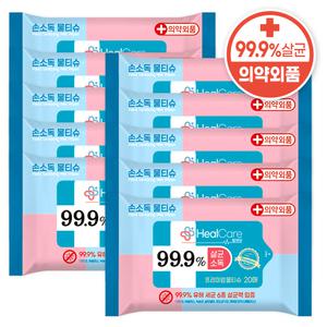 소확행몰 헬케어 소독용 프리미엄 물티슈(55gsm) 20매 X 10개