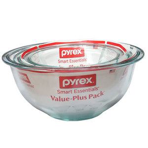 파이렉스 내열유리 투명 믹싱볼 3종세트 샐러드 용기 그릇 유리볼