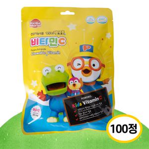V 뽀로로 비타민C 100정 복숭아맛 캔디 사탕 어린이비타민 키즈 선물