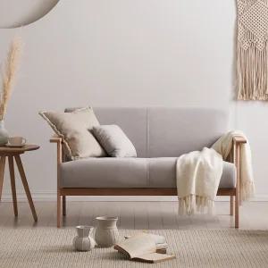 슬로 기능 아쿠아스웨이드 패브릭 2인 원목 소파