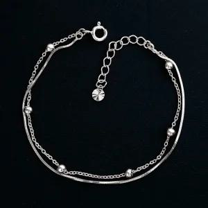 925 실버 체인 볼 두줄 레이어드 데일리 은 발찌