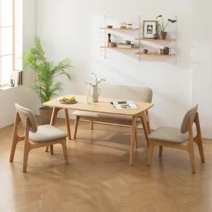 장인가구 칸토르 베이직  1400원목 패밀리 4인 낮은 식탁세트 벤치형