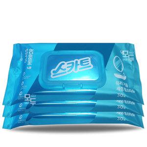 스카트 유리거울 세정티슈 30매x3팩 /물자국 청소