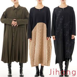 지홍 1501 롱원피스 모음/박스핏/기모/루즈핏/플라워/맥시/빅사이즈/77 88