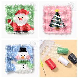 크리스마스 스킬자수 만들기 산타 트리 눈사람 털실 도안 꾸미기