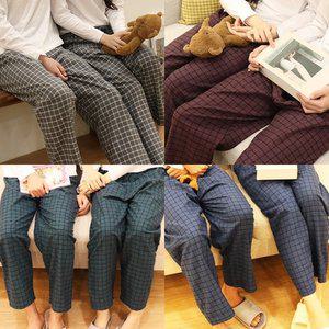 무료배송 기모 파자마 바지 국산 커플 체크 남자 여자 잠옷 면 홈웨어