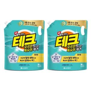 테크 호르몬 특유취제거 액체세제 일반 리필, 2L, 2개