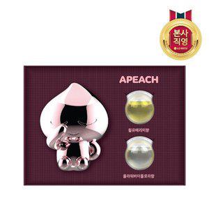 [엘지생활건강]아우라 카카오 메탈 차량용방향제 본품+리필2 어피치 송풍구 클립형