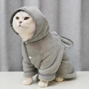 강아지고양이 애견 양털 후드목욕가운 중형견대형견_S