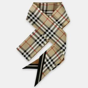 [버버리] 22 F/W 빈티지 체크 로고 실크 트윌리 스카프(베이지) 8028950 A7026
