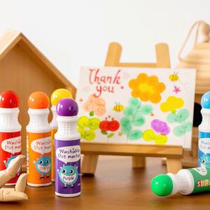 민화샵 도트물감 3색 8색 12색 찍기놀이 원형 유아물감놀이 어린이찍기 페이스페인팅 펜 색칠하기 꾸미기