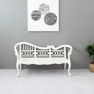 [무료배송] 빈티지 수입 엔틱 가구 보나끄 피어싱 아이보리 벤치의자