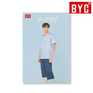 BYC 2024년형 모시메리 잠옷 세트 남성용 하늘색 여름 파자마