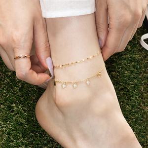 [골드팡] 18k 블랑레이어드 한줄 체인  발찌