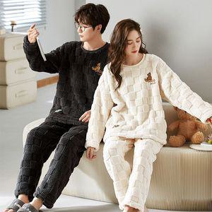 스타일아유 여성 가을 겨울 극세사 커플 수면잠옷 빅사이즈 파자마 세트 홈웨어 상하세트 SE1227
