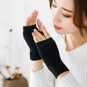 따손 무지 손목토시 니트 핸드워머 2p세트 (블랙)