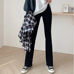 [하프클럽/](S~2XL) 3타입 세미 부츠컷 기모 블랙진 DM34-P-09