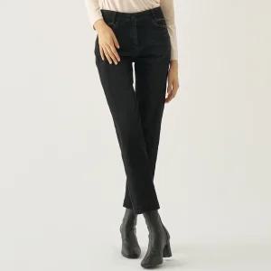 [지센] 절개선 포인트 기모 배기 데님 LCDPNA24_BK