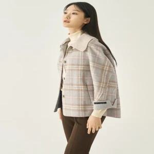 [지센] 울 니트카라 핸드메이드 체크 자켓 LFJKNA06_LG