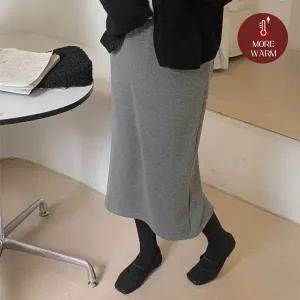 핫핑 [겨울치마/포근따뜻] 레피 뒷트임 밍크 기모 롱스커트