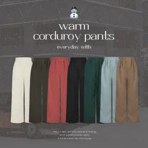 핫핑 [뽀글이안감/한파템] 로이젤 코듀로이 기모 밴딩 와이드팬츠