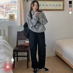 핫핑 [포근&따뜻] 피안드 코듀로이 투웨이 카고 밴딩와이드팬츠(양털안감)