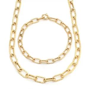 [비앤비골드] 18K 심플 볼드 지그재그컷팅 클립체인 주얼리세트 (목걸이+팔찌) JNS29777