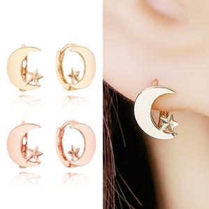 14K 18K 원터치 귀걸이 골드 여성 패션 핑크골드 스텔라문 초승달 별 금귀걸이