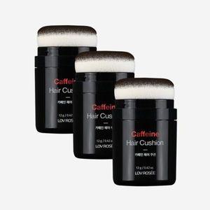 로브로제 카페인 헤어쿠션 12g x 3개 흑채 헤어퍼프 흑갈색 자연갈색